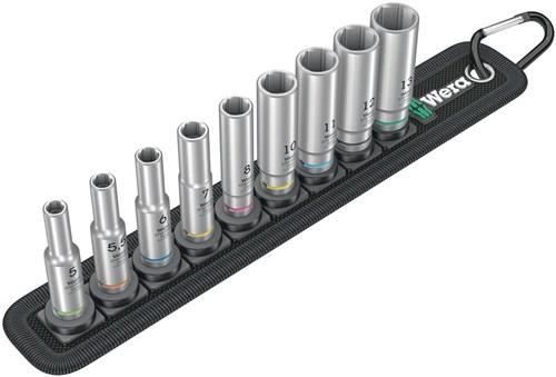 WERA Steckschlüsseleinsatzset Belt A Deep 1 9-teilig SW 5-13 mm Antrieb 6,3 mm (1/4) ″