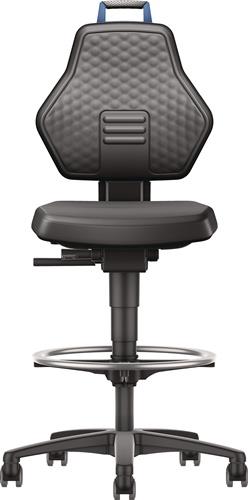 TECWERK Arbeitsdrehstuhl Rollen + Fußring Grifffarbe blau 580-860 mm