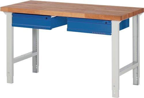 TECWERK Werkbank Serie BK 650 lichtgrau / enzianblau 2 Schubladen