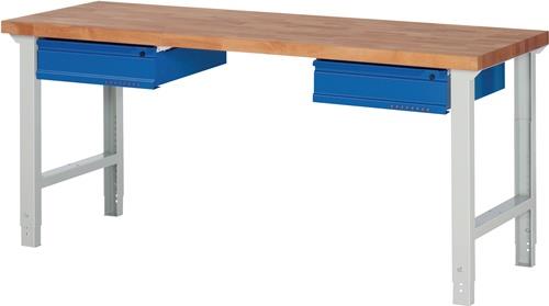 TECWERK Werkbank Serie BK 650 lichtgrau / enzianblau 2 Schubladen