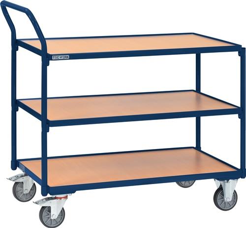 TECWERK Tischwagen saphirblau, RAL 5003 Trgf.300 kg Schiebebügel senkrecht