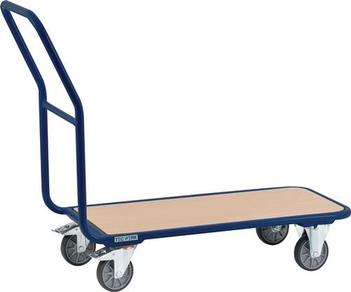 TECWERK Plattformwagen Ladeflächen L850xB450 mm Stahlrohr taubenblau, RAL 5014 Trgf. 250 kg Gesamtlänge 940 mm