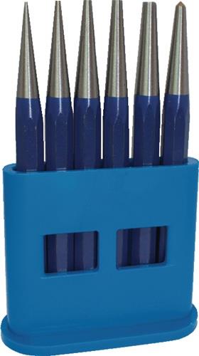 TECWERK Durchtreibersatz 6 teilig 1-2-3-4-5 + Körner-D. 4 mm Kunststoffhalter