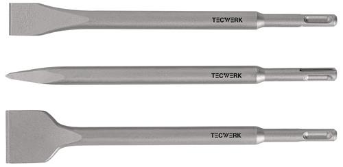 TECWERK Einsteckwerkzeugset SDS-plus 3-teilig in Kunststoffbox Länge 250 mm KU-Box