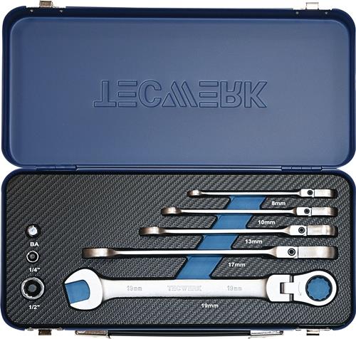 TECWERK Maulringratschenschlüsselsatz 8-teilig Schlüsselweiten 8-19 mm Ringseite flexibel