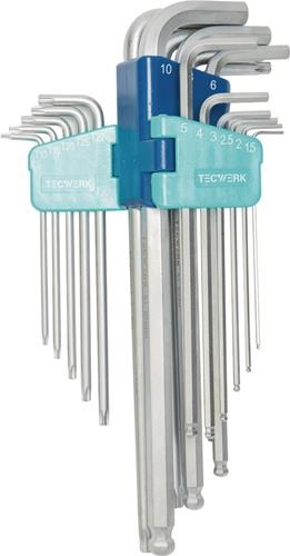 TECWERK Winkelschraubendrehersatz 9-teilig T9 - T45 Kunststoffhalter