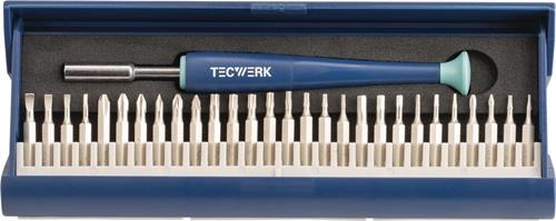 TECWERK Feinmechanikerbitset 29 teilig mit Wechselbits in Kunststoffkassette