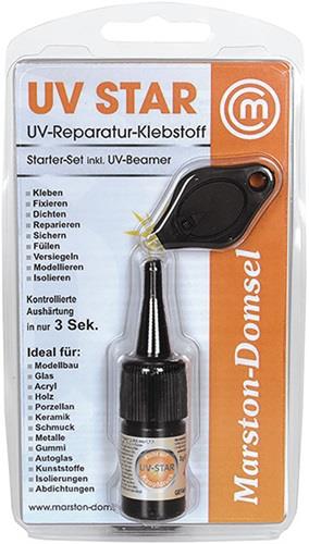 MARSTON UV-Reparatur-Klebstoff MD UV-Star 3g Kleber /1 UV-Leuchte transparent Set