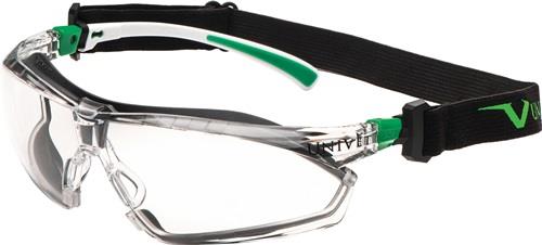UNIVET Schutzbrille 506 UP Hybrid EN 166, EN 170 Bügel weiß grün, mit Kopfband