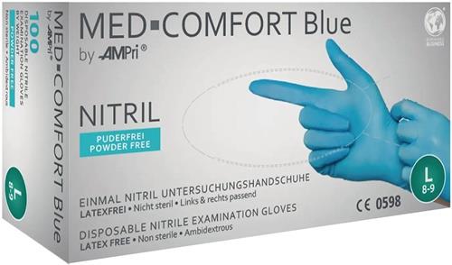AMPRI Einweghandschuhe Med Comfort Blue Nitril I EN 21420, EN 374, EN 455