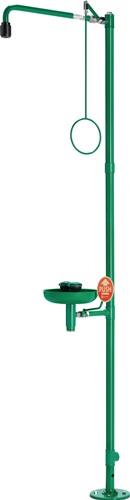 B-SAFETY Notdusche ClassicLine mit Augendusche mit Auffangbecken Bodenmontage Anschluss 3/4 IG ″