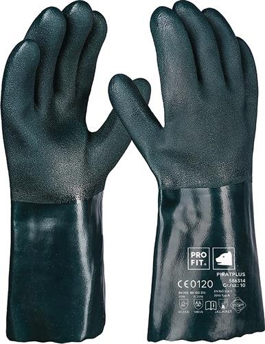 PRO FIT Chemikalienschutzhandschuh Pirat Gr.10 grün PVC EN388,EN ISO374-1 PSAIII