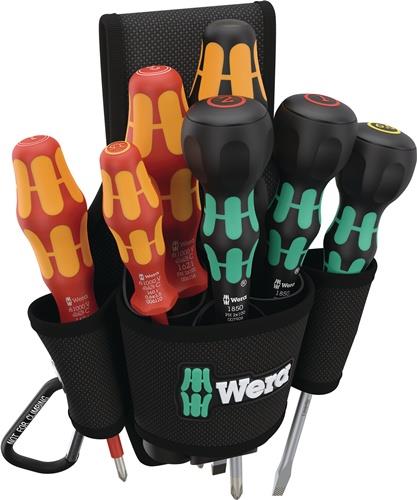 WERA Schraubendrehersatz 9621 Belt Pouch Set 2 8-teilig Schlitz / PH VDE
