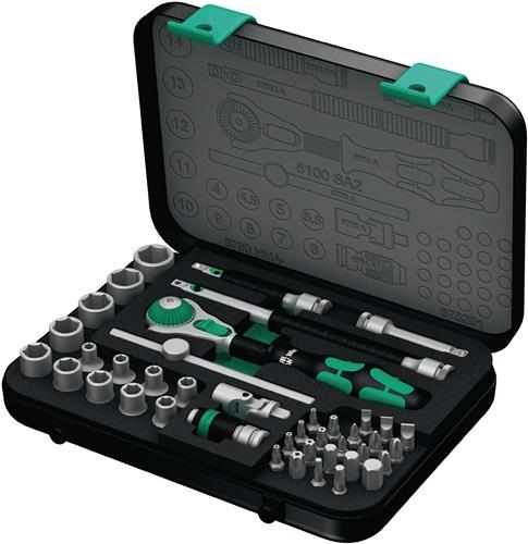 WERA Steckschlüsselsatz Zyklop Speed 42-teilig 1/4 ″ Schlüsselweiten 4-14 mm Anzahl Zähne 72 6-Kant