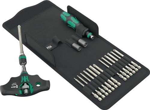 WERA Schraubendrehersatz Kraftform Kompakt 400 RA SHK Set 1 19-teilig mit Wechselklingen