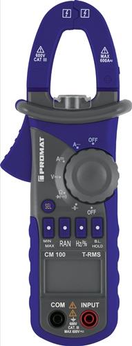 PROMAT Stromzangenmultimeter CM 100 10 mA-600 A AC, 10 mA-600 A DC CAT III 600 V