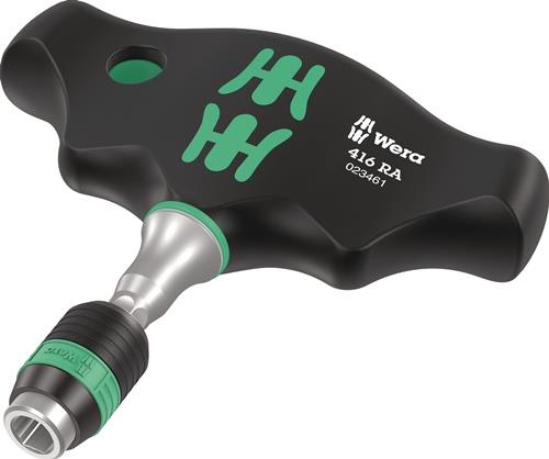 WERA Bithalter 416 RA 1/4 ″ Ratsche mit Feinverzahnung Klingenlänge 45 mm 2-Komponentengriff