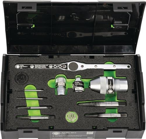 KUKKO Schraubenausdrehersatz K-49 10teilig Schraubgewinde-D.4-20mm 10-teilig Nenngröße 4 - 20