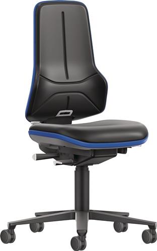 BIMOS Arbeitsdrehstuhl NEON XXL Rollen Kunstlederpolster schwarz blau 470-640 mm