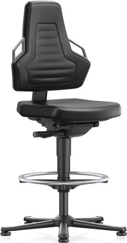 BIMOS Arbeitsdrehstuhl Nexxit Bodengleiter + Fußring Grifffarbe grau schwarz 570-820 mm