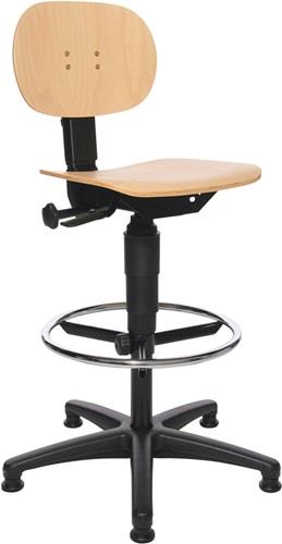 TOPSTAR Arbeitsdrehstuhl Tec 11 Bodengleiter + Fußring Buche 590-840 mm