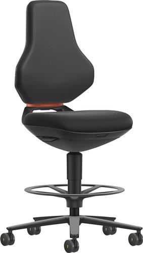 BIMOS Arbeitsdrehstuhl TEXON Sitz-Stopp-Rollen und Fußring Supertec schwarz 570-810 mm