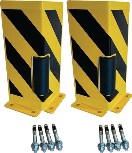 GEWA Schutzecke H400xL155/155mm L-Form mit Rolle Stahlblech schwarz/gelb VE = 2 Stück