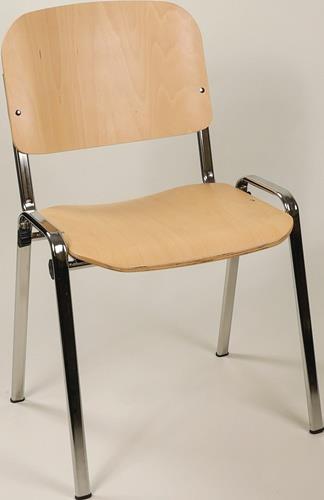 BMV Stapelstuhl Buchenschichtholz Stahlrohr, oval verchromt ohne Armlehnen St.