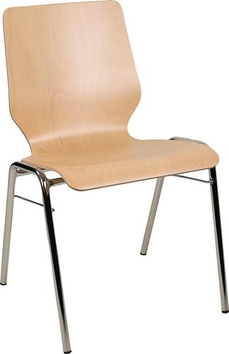 BMV Stapelstuhl Buche natur, B1 Lack Stahlrohr 20*1,5 mm verchromt St.
