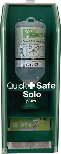 PLUM Augenspülstation QuickSafe Solo 0,5 l + Pflasterrefill B140 mm Haltbarkeit 3 Jahre(ungeöffnete Flasche)