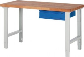 TECWERK Werkbank Serie BK 650 lichtgrau / enzianblau 1 Schublade
