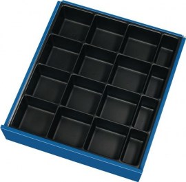 TECWERK Schubladenunterteilungsmaterial Front 60-90 mm Kleinteileeinsatz 16 Mulden