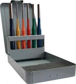 TECWERK Splintentreibersatz 6 teilig 3-4-5-6-8-10 mm mehrfarbig Metallkassette
