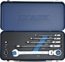 TECWERK Maulringratschenschlüsselsatz 8-teilig Schlüsselweiten 8-19 mm Ringseite flexibel