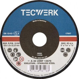 TECWERK Trennscheibe D125x1mm gerade Keramikkorn Bohrung 22,23 mm