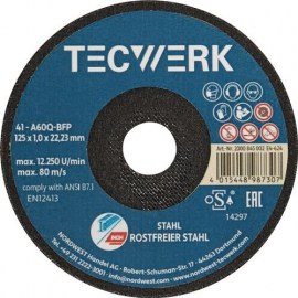 TECWERK Premium-Trennscheibe 2in1 D125x1mm gerade INOX/Stahl Bohrung 22,23 mm