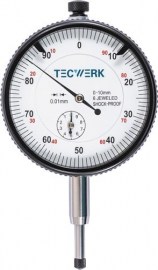 TECWERK Messuhr DIN 878 10 mm Ablesung 0,01 mm mit Stoßschutz