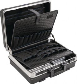 TECWERK Schalenkoffer B500xT200xH420mm mit Werkzeugtaschen 28,1 l ABS-Kunststoff Alu-Rahmen