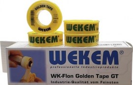 WEKEM PTFE Dichtband Golden Tape L12 m B12,7 mm D0,1 mm gelb 1 g/cm³ Spule