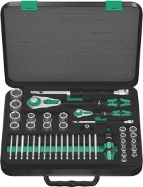 WERA Steckschlüsselsatz 8100 SA/SC 2 Zyklop 43-teilig 1/4 + 1/2 ″ Schlüsselweiten 4-24 mm Anzahl Zähne 72/72 6-Kant