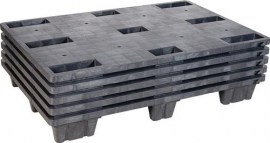 KIGANESTO Kunststoffpalette L1200xB800xH140mm 9 Füße geschlossen PE/PP-Recycling Mix