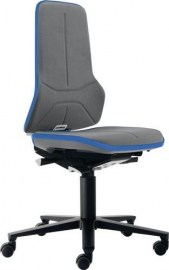 BIMOS Arbeitsdrehstuhl Neon Rollen Supertec-Gewebe grau blau 450-620 mm