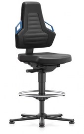 BIMOS Arbeitsdrehstuhl Nexxit Bodengleiter + Fußring Grifffarbe blau schwarz 570-820 mm