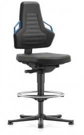 BIMOS Arbeitsdrehstuhl Nexxit Bodengleiter + Fußring Grifffarbe blau schwarz 570-820 mm