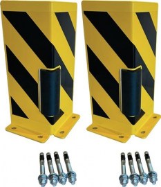 GEWA Schutzecke H400xL155/155mm L-Form mit Rolle Stahlblech schwarz/gelb VE = 2 Stück