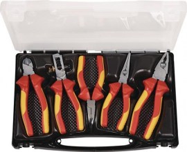 TECWERK Zangensatz Inhalt 5 teilig VDE verchromt im Kunststoffkoffer
