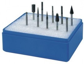 TECWERK Kleinfrässtiftesatz Schaft-Ø 3 mm 10-teilig Hartmetall Verzahnung Kreuz Kunststoffkassette