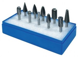 PROMAT Frässtiftesatz Schaft-Ø 6 mm 10-teilig Hartmetall Kreuz Kunststoffkassette