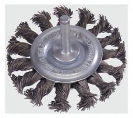 Schaft-Rundbürste, Ø75mm, gezopfter Stahldraht, mit 6mm Schaft-Ø