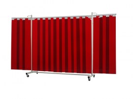 CEPRO Schutzwand ROBUSTO, 3-teilig, fahrbar mit Rollen, Lamellen 1800 mm hoch